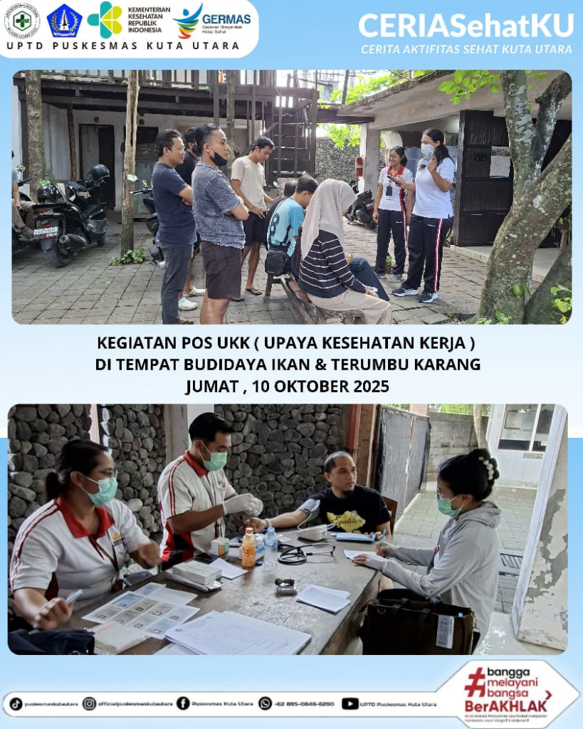 KEGIATAN POS UKK (UPAYA KESEHATAN KERJA) DI TEMPAT BUDIDAYA IKAN & TERUMBU KARANG